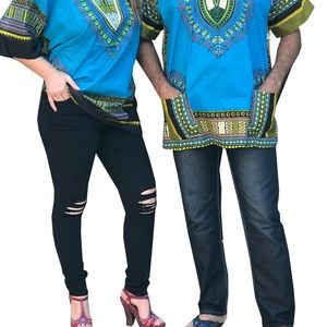 Dashiki Men Women Shirt 70's Design Top One Size